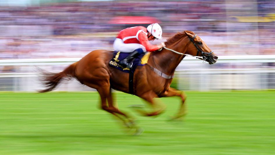 Saffron Beach is away and clear in the Duke Of Cambridge Stakes