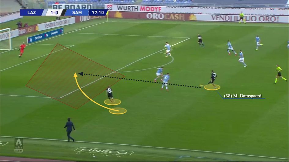 Classy defence splitting through ball into the area