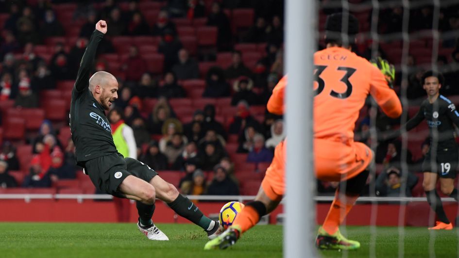 David Silva makes it 2-0 for Manchester City against Arsenal