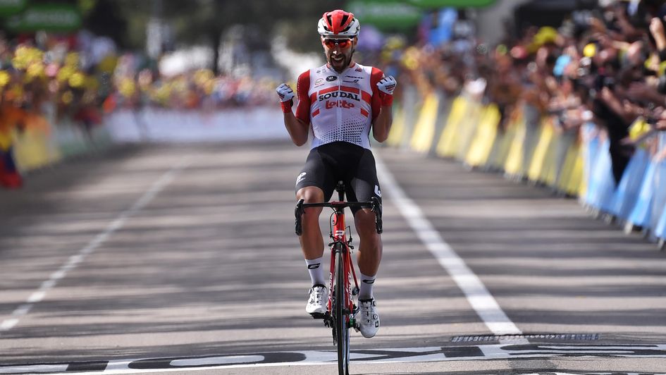 Thomas de Gendt: Belgian cyclist celebrates his stage eight victory at the 2019 Tour de France