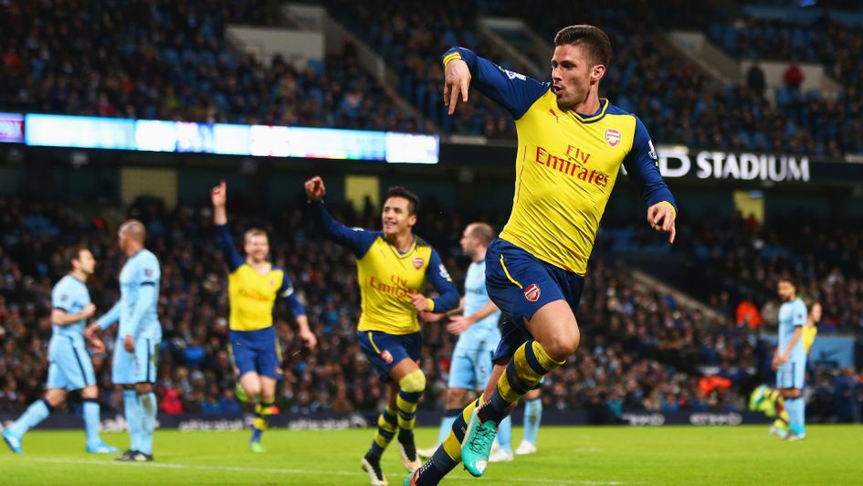 Olivier Giroud celebrates during Arsenal's last win at a big six club