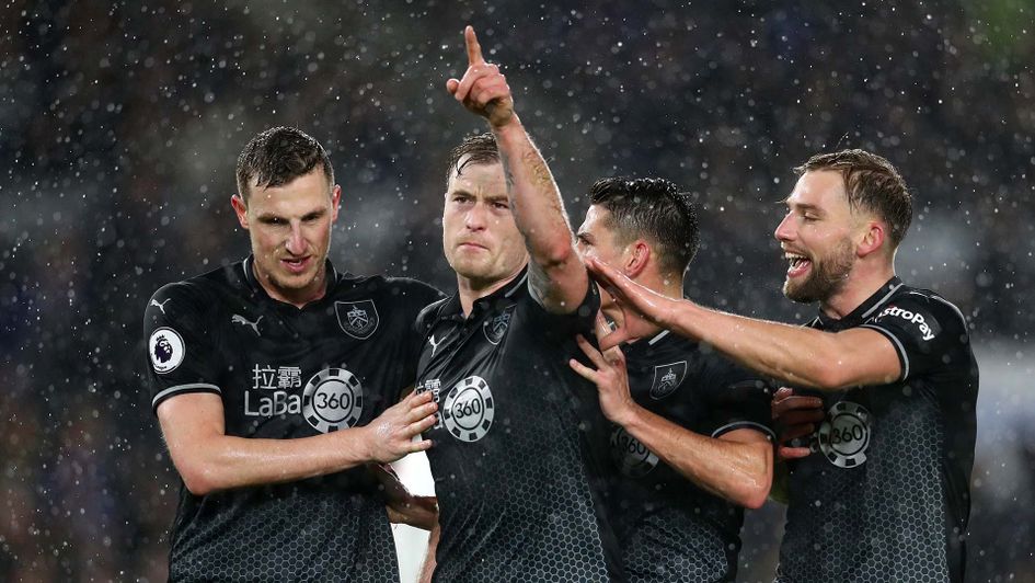 Ashley Barnes and Chris Wood celebrate for Burnley