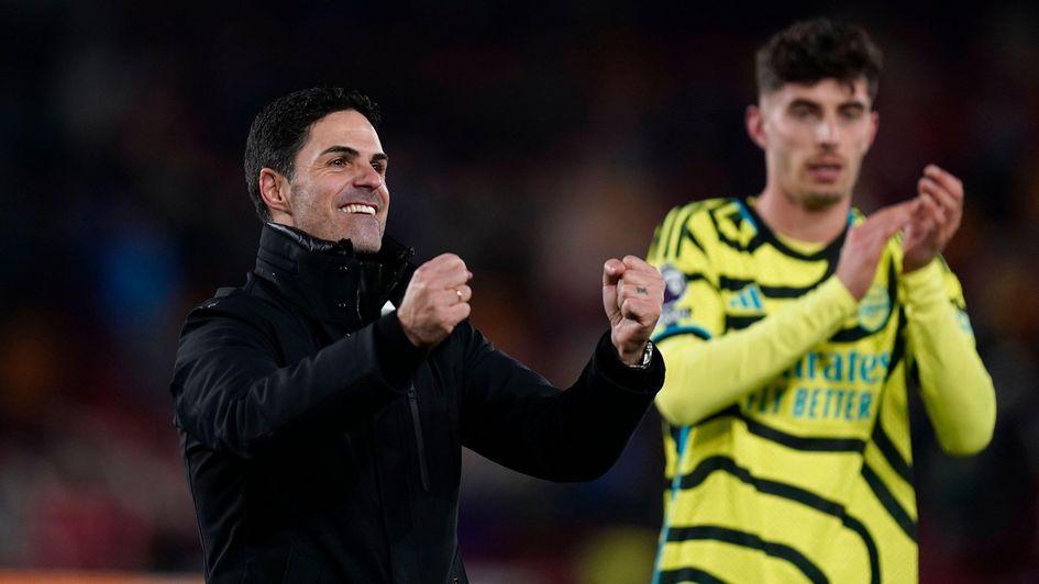 Arsenal's Mikel Arteta and Kai Havertz celebrate