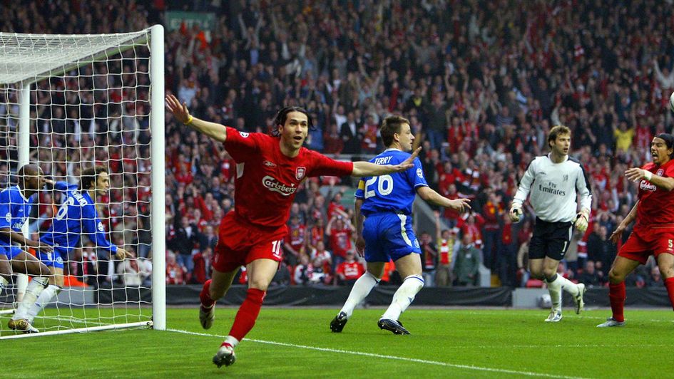 Luis Garcia scores for Liverpool against Chelsea in the 2005 Champions League semi-final