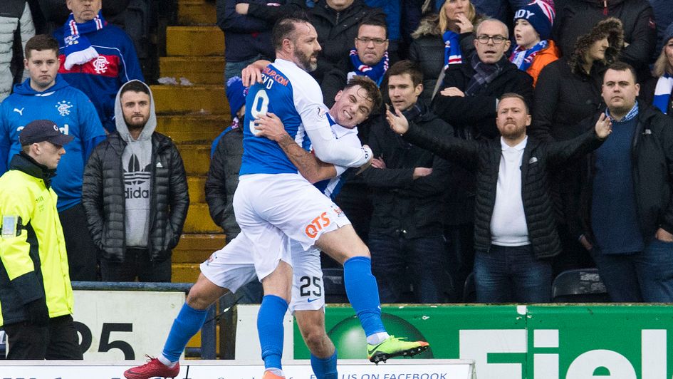 Kris Boyd (l) celebrates with Eamonn Brophy