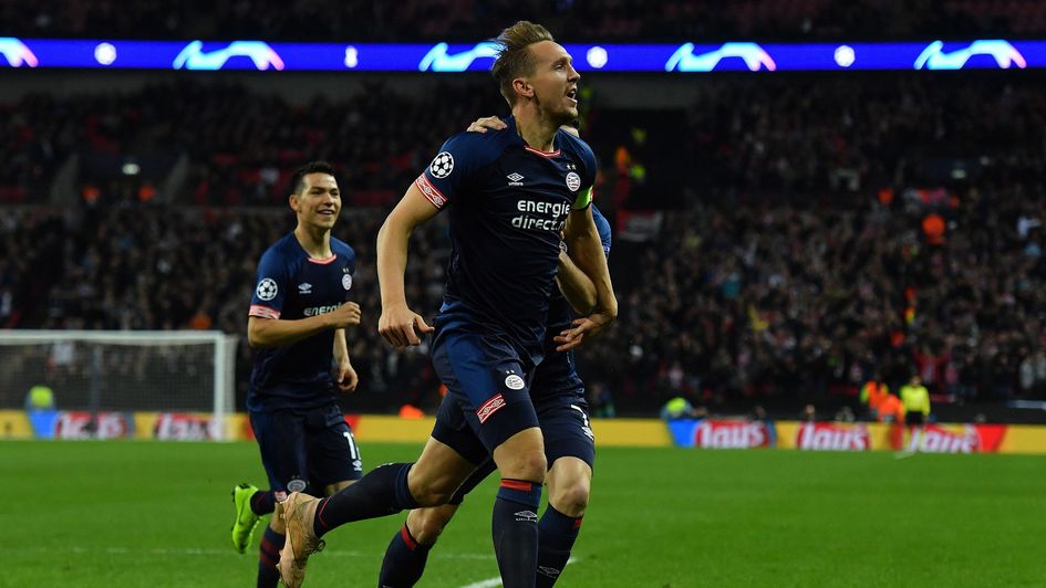 Luuk de Jong: The PSV forward celebrates his goal at Tottenham in the Champions League