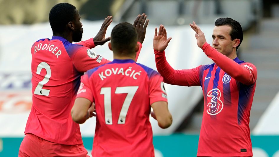 Chelsea celebrate against Newcastle