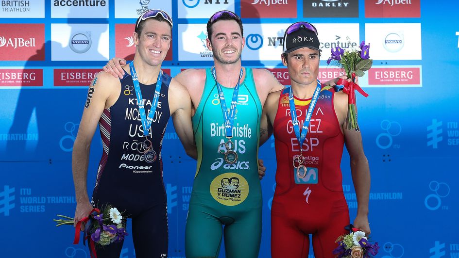 Jacob Birtwhistle (centre) celebrates
