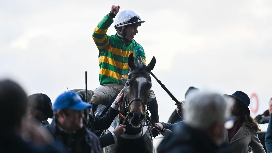 James Bowen celebrates aboard Jonbon