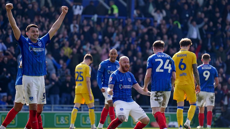 Portsmouth celebrate beating Leeds