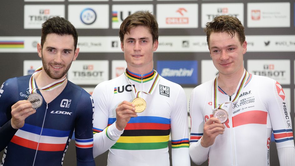 Ethan Hayter (right) finished third in the omnium