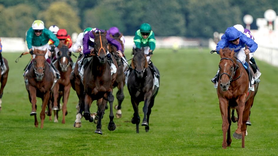 Hurricane Lane (right) pulls clear in the St Leger