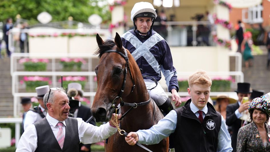 Ryan Moore aboard Enceladus after winning the King George V Stakes