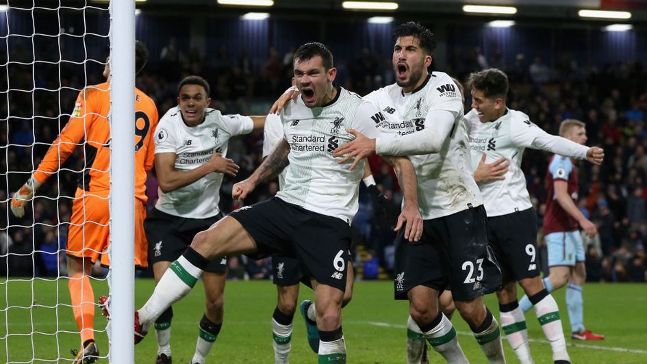 Liverpool celebrate their very late winner