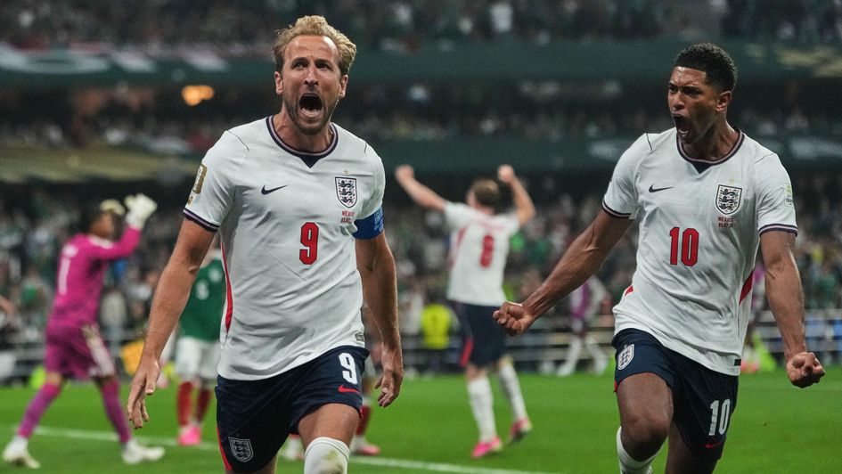 Harry Kane and Jude Bellingham celebrate against Mexico