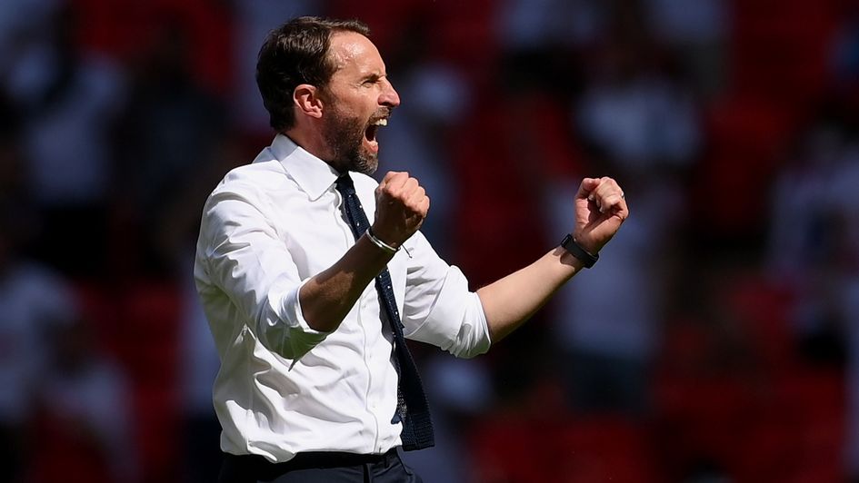 Gareth Southgate celebrates an England win
