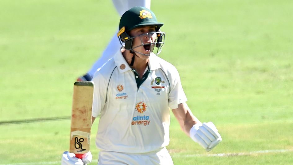 Marnus Labuschagne celebrates his century