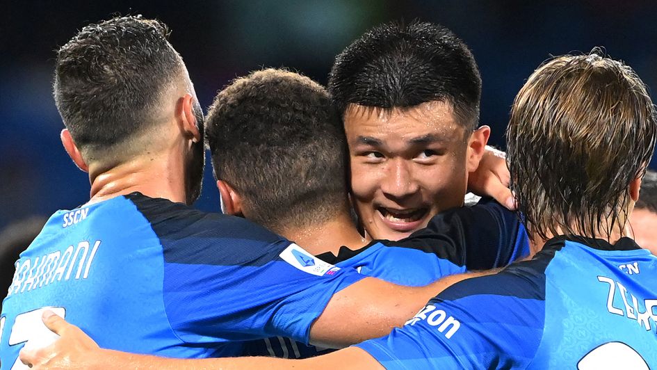 Kim Min-Jae celebrates a goal