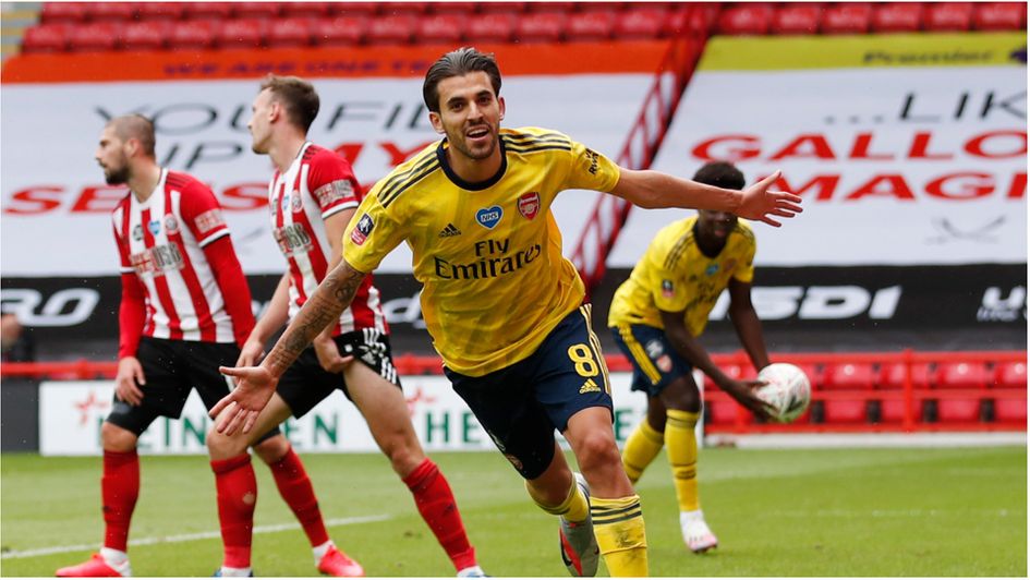 Dani Ceballos celebrates Arsenal winner against Sheffield United in the FA Cup