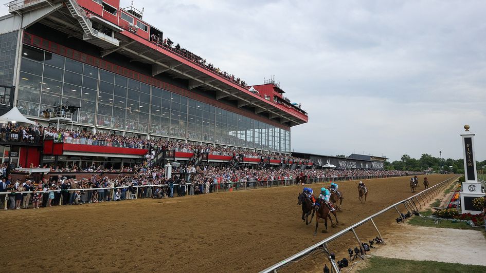 National Treasure (nearest rail) wins the Preakness