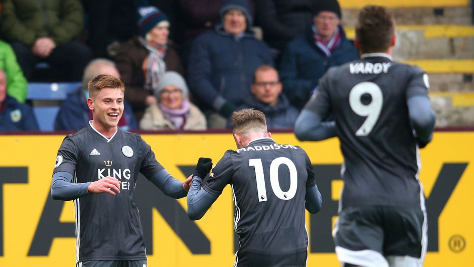 Harvey Barnes: Leicester ace is joined by his team-mates to celebrate the opener against Burnley
