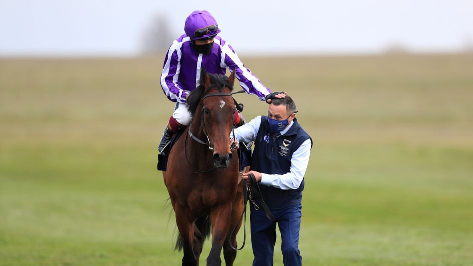 Frankie Dettori on Mother Earth after winning the Guineas
