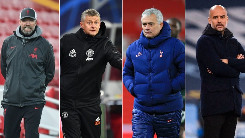 Jurgen Klopp, Ole Gunnar Solskjaer, Jose Mourinho and Pep Guardiola (left to right) are all firmly in the title race