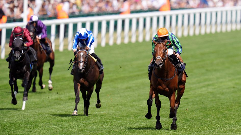 Time For Sandals (right), ridden by Richard Kingscote, on her way to winning the Commonwealth Cup