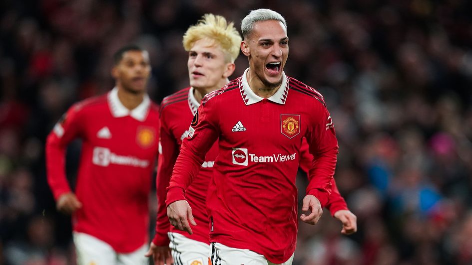 Antony celebrates Manchester United's winner