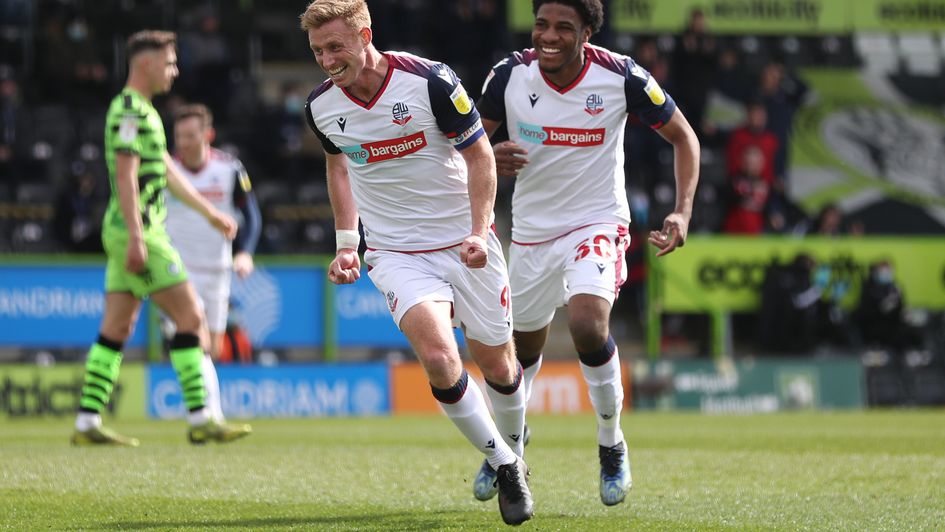 Bolton's Eoin Doyle celebrates his opener against Forest Green