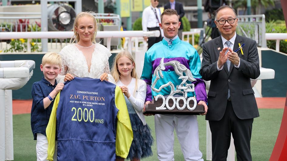 Zac Purton and his family with The Hon Martin Liao, Chairman of The Hong Kong Jockey Club | HKJC