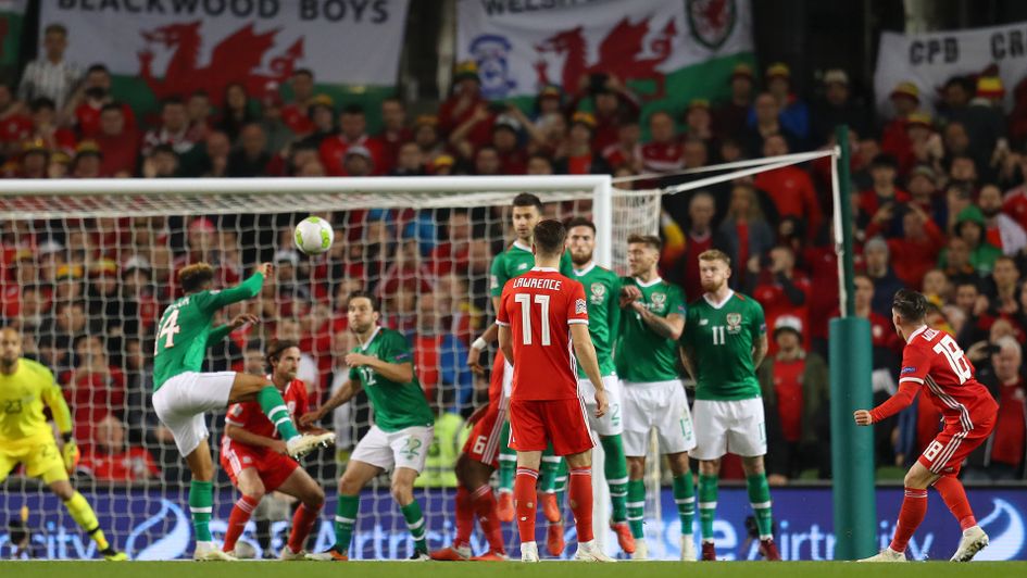 Harry Wilson scores a free-kick for Wales