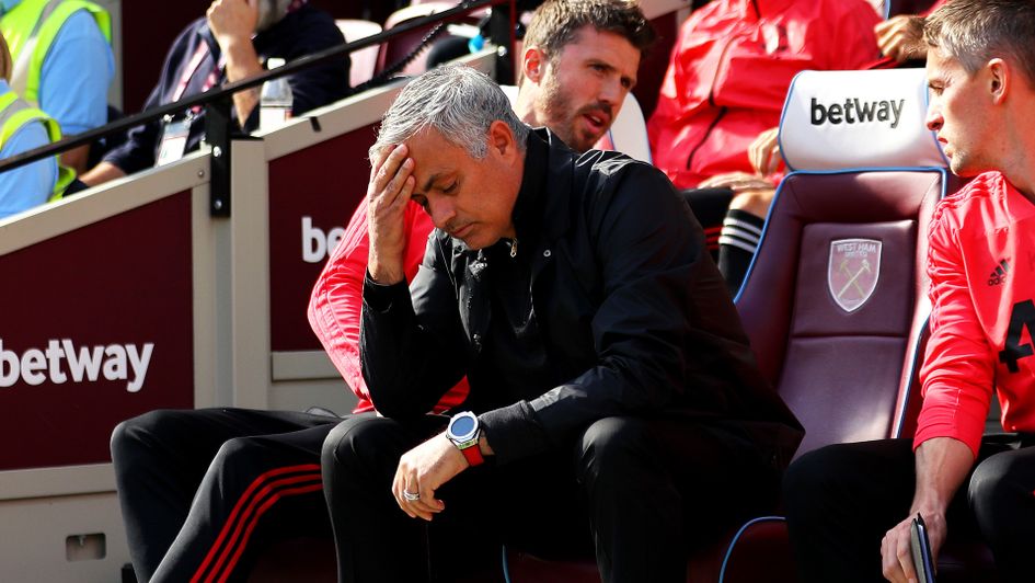 Jose Mourinho reacts on the bench