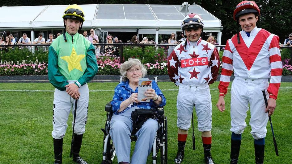 Betty Veal celebrating her 100th birthday at Newmarket