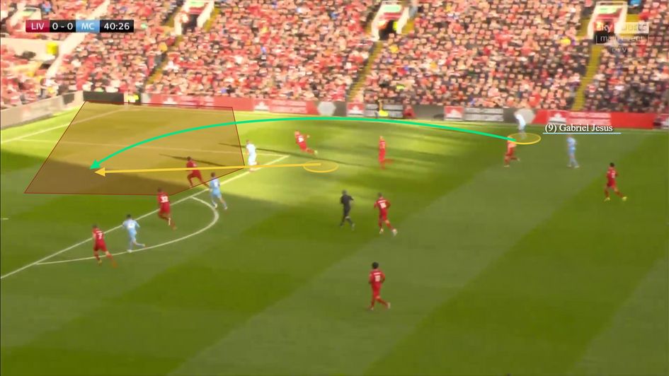 Brilliantly weighted through ball in behind