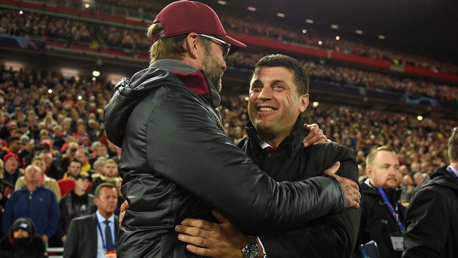 Jurgen Klopp with Red Star Belgrade manager Vladan Milojevic