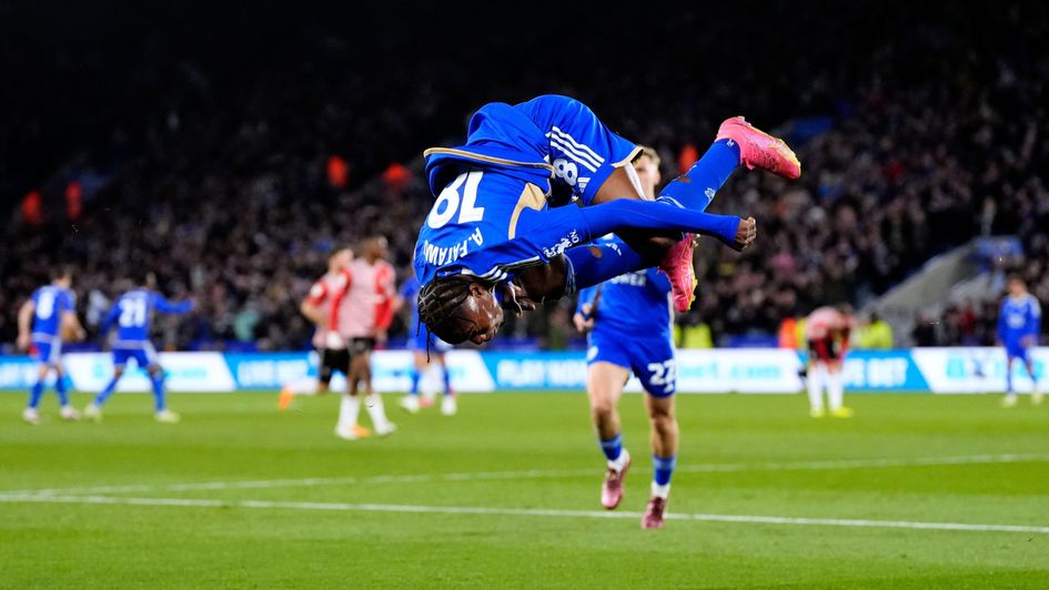 Leicester's Abdul Fatawu does a flip