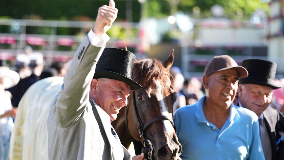 Wesley Ward celebrates - and as it turns out not prematurely