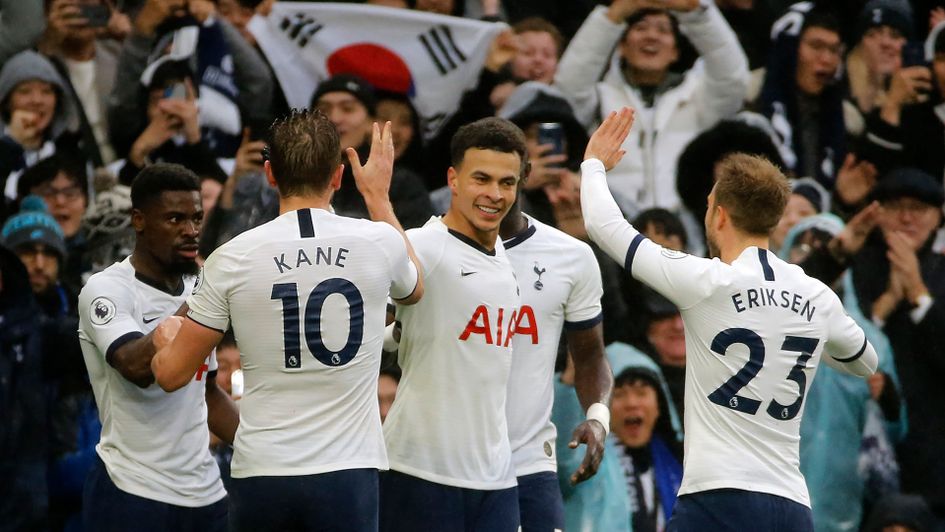 Dele Alli celebrates his goal as Spurs fought from behind to beat Brighton
