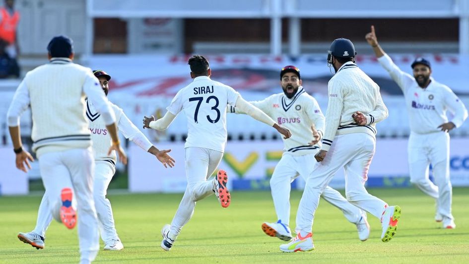 India players celebrate a fine Test win