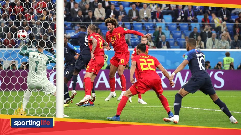 Samuel Umtiti gives France he lead against Belgium