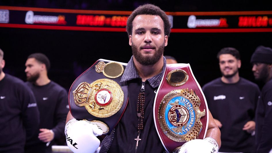 Moses Itauma celebrates victory following the WBO Inter-Continental heavyweight bout against Mike Balogun