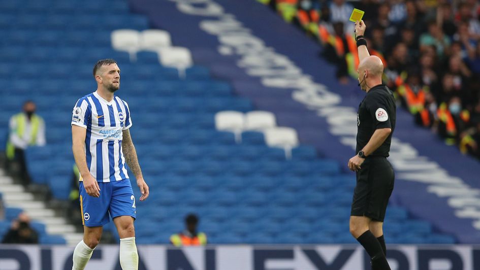 Shane Duffy is shown a yellow card