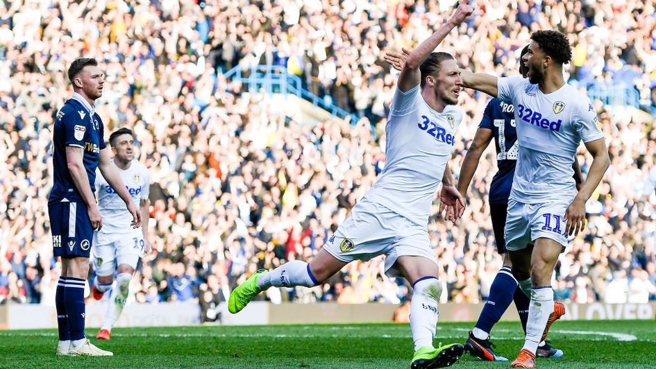Luke Ayling celebrates scoring against Millwall