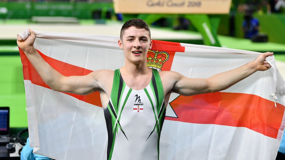 Rhys McClenaghan celebrates