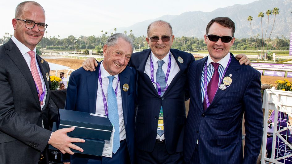 Trainer Aidan O'Brien (right) with the Coolmore partners (credit: Breeders' Cup)