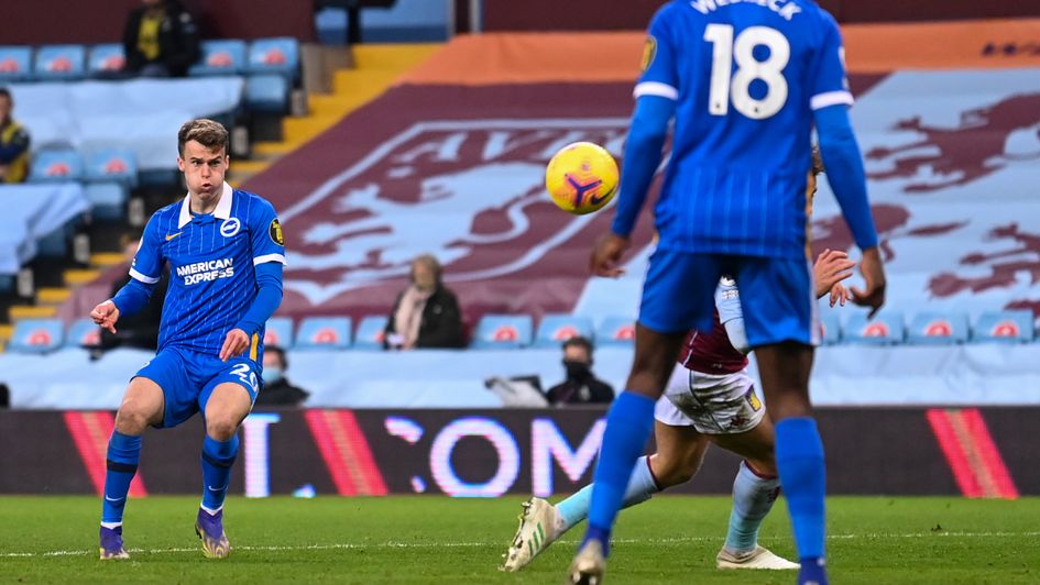 Brighton's Solly March scores against Aston Villa