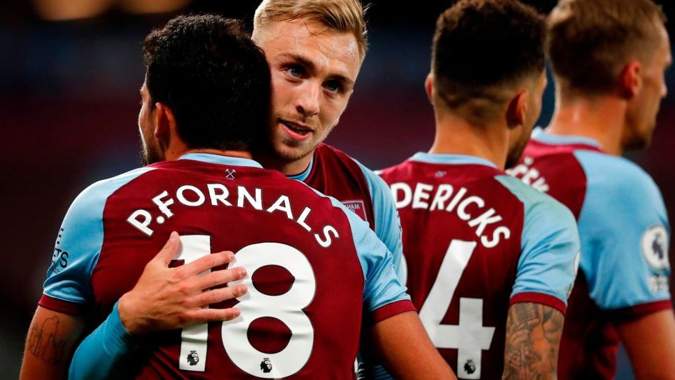 Jarrod Bowen celebrates a West Ham goal.
