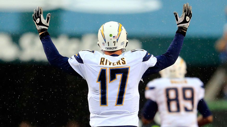 Philip Rivers celebrates a touchdown for the LA Chargers