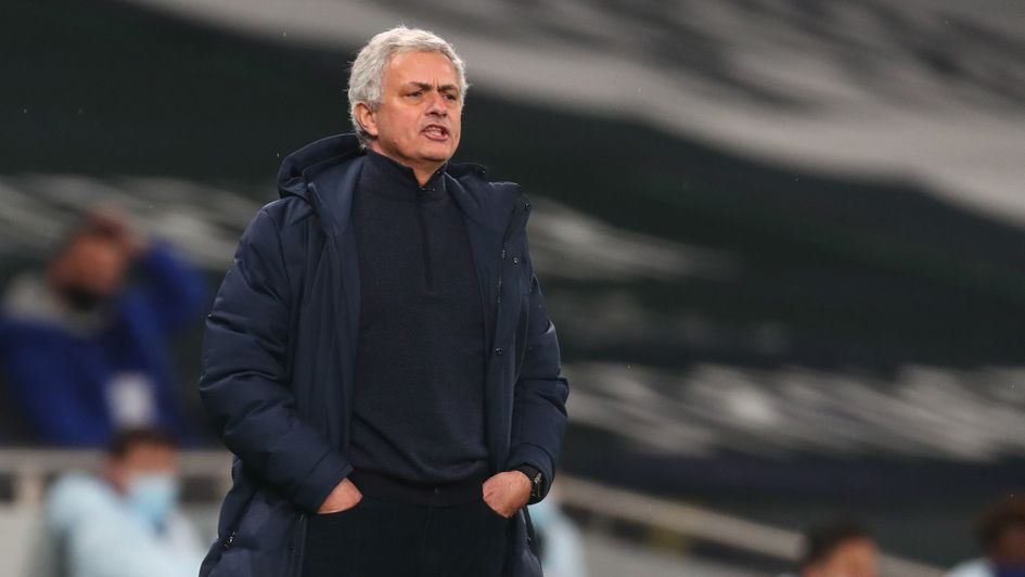 Jose Mourinho watches his Spurs side in action